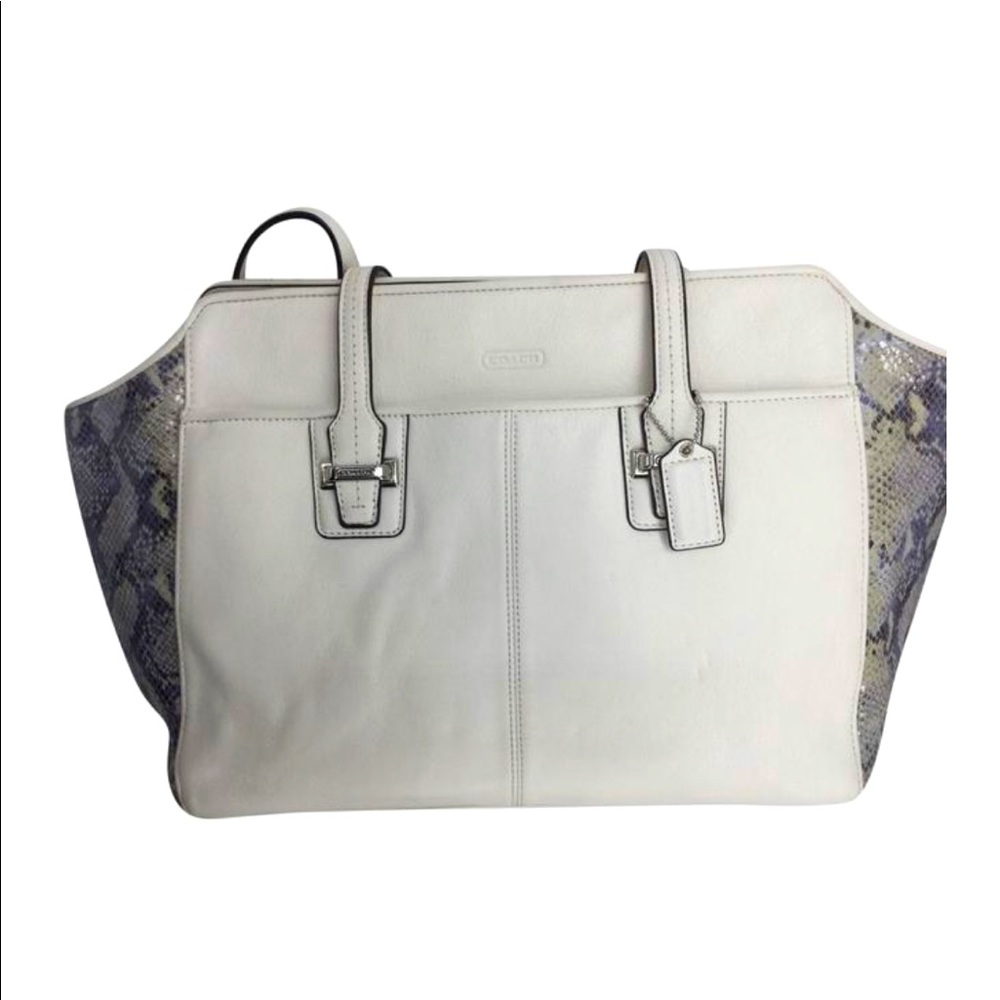 Coach Taylor Mixed Exotic Alexis Carryall in Ivory